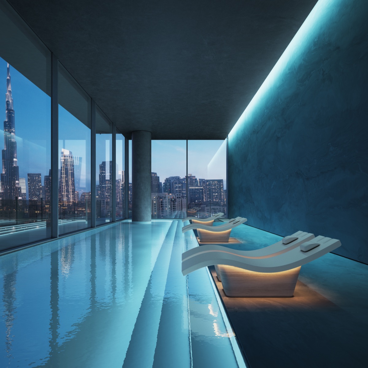 Inaura Hotel Pool with Burj Khalifa Views